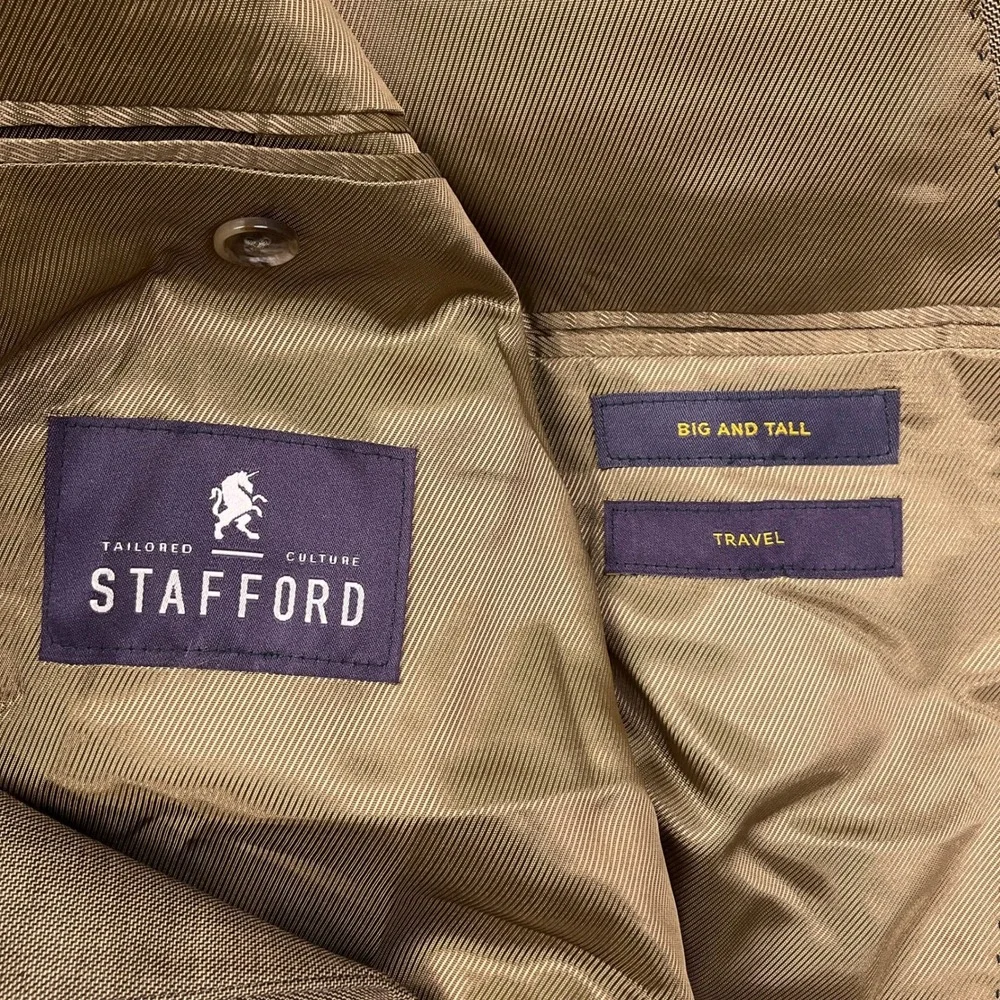 Stafford Blazer & Vest Mens 52BL Brown Travel Wool